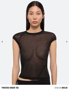 NWT HELMUT LANG Twisted Sheer Tee - Black, M